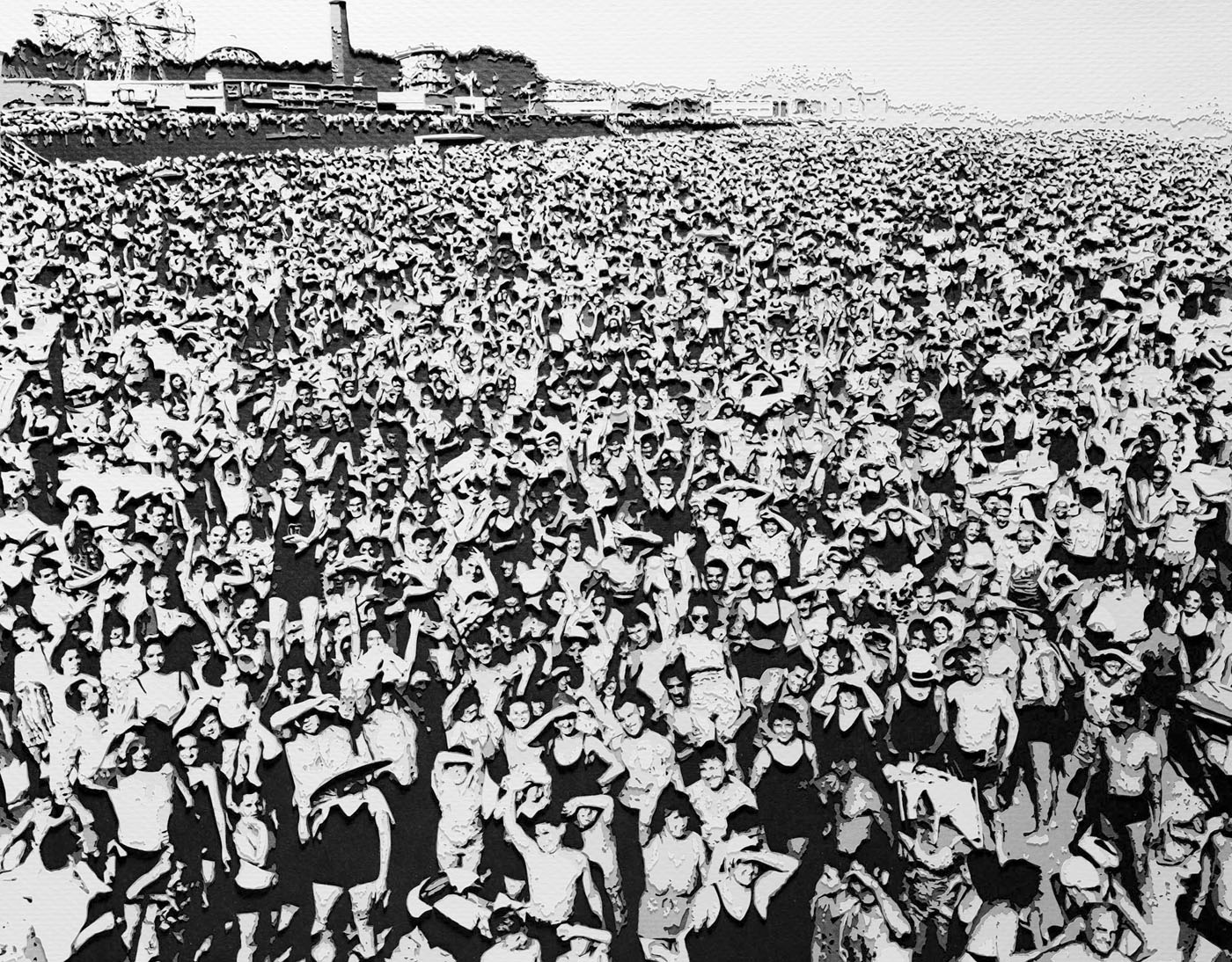 Multitud en Coney Island, temperatura 89º. Llegaron pronto y se quedaron hasta tarde, julio de 1940. A partir de Weegee (Serie <i>Imágenes de papel</i>)